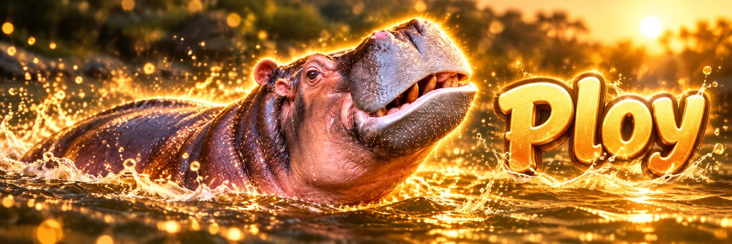 PLOY X header showing the hippo in a golden pond beside the Ploy name